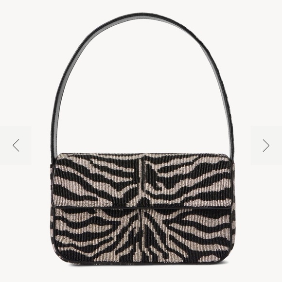STAUD Handbags - STAUD Black and Silver Zebra Beaded Tommy Shoulder Bag